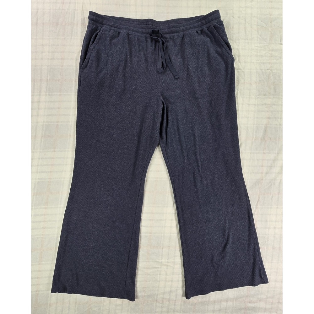Lucky Brand Waffle Knit High Rise Wide Leg Lounge Pants Gray Pockets Womens XL